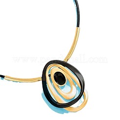 Овальные ожерелья из сплава и смолы с подвесками FS-WG6879B-01