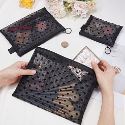 3 pochette cosmétique zippée en nylon à motif cœur floqué&nbsp;FIND-SP0005-80B
