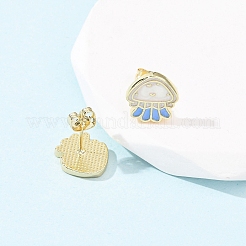 真鍮エナメルスタッドピアス  海のテーマ  18KGP本金メッキ  イカ  12.5x11.5mm&nbsp;LS-EJEW-B152-01G-02