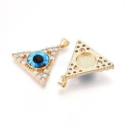 Латунные подвески с микропаве из прозрачных кубических цирконий для женщин&nbsp;KK-T070-90A-03