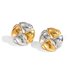 Двухцветные плоские круглые серьги-гвоздики из нержавеющей стали NF5313