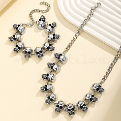 Наборы из ожерелья и браслетов из сплава с черепом FS-WG36AE1-01