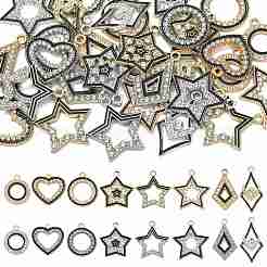 Pendenti con strass di cristallo in lega da 24 pz e 8 stili&nbsp;FIND-FS0005-40