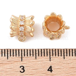 真鍮パヴェクリアキュービックジルコニアビーズ  カン付き  ゴールドカラー  10x8.5x8mm  穴：1.2mm&nbsp;LS-KK-N256-08G-G