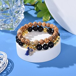 Main hamsa / main de miriam avec bracelets à breloques mauvais œil pour hommes femmes&nbsp;BJEW-JB07095