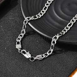 7 мм 304 нержавеющая сталь Фигаро цепочки ожерелья для женщин мужчин NJEW-B134-04B-P