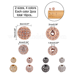 Круглые латунные микро проложить кубического циркония бусы&nbsp;ZIRC-NB0001-47