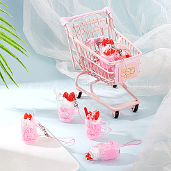 8 шт. 4 стиля ПВХ пластиковый стаканчик для клубничного мороженого подвеска украшения HJEW-OC0001-08