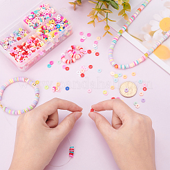 8 нитка 4 цвета бусины из полимерной глины ручной работы CLAY-PH0001-54