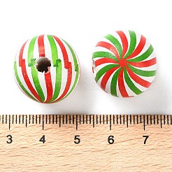 プリントウッドヨーロピアンビーズ  螺旋状に敷かれた円形  カラフル  19.5~20x18mm  穴：5mm&nbsp;WOOD-Z002-03A