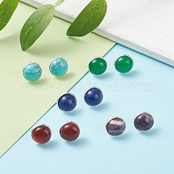 女性用ジェムストーンドーム/ハーフラウンドスタッドピアス  17~17.5x13.5mm  ピン：0.7mm&nbsp;EJEW-JE04801