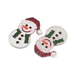 クリスマステーマの不透明プリントアクリルパーツ  雪だるま  39.5x27.5x2.5mm  穴：1.6mm&nbsp;LS-OACR-B037-02