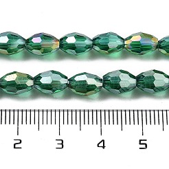 Прозрачные стеклянные бусины гальваническим пряди&nbsp;EGLA-A037-T6x8mm-B15