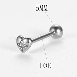 Кольца для языка из хирургической нержавеющей стали 316L с микропаве из прозрачного кубического циркония&nbsp;FS-WG6EDE0-03