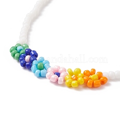 Collane di perline di fiori intrecciati con semi di vetro per donna&nbsp;NJEW-JN03947