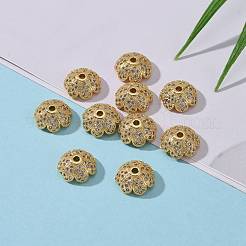 Экологически чистые многолепестковые цветочные латунные бусины с микропаве из фианита&nbsp;ZIRC-M098-02G-FF