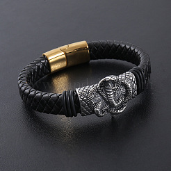 Braccialetti in cordino di pelle PU intrecciata punk&nbsp;WA3101-2