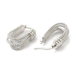 Orecchini a cerchio multilinea in ottone placcato a cremagliera da donna&nbsp;EJEW-D059-29P