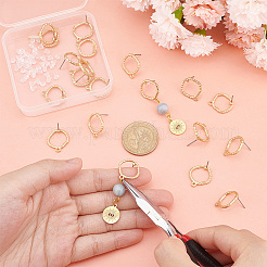 亜鉛合金スタッドピアス金具20個  水平ループと 40 個のプラスチック イヤー ナット付き  リング  マットゴールドカラー  18x15.5mm  穴：1.5mm  ピン：0.9mm&nbsp;FIND-PH0007-98