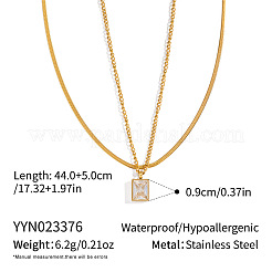 Двухслойные ожерелья в европейском стиле из нержавеющей стали с прозрачными кубическими циркониями и подвеской в виде змеи ND1910