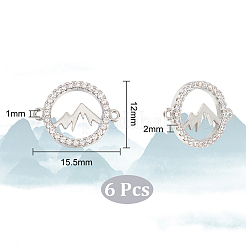 6шт латунь микро паве прозрачный кубический цирконий коннектор подвески&nbsp;KK-UN0001-44