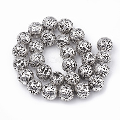 Hebras de cuentas de roca de lava natural galvanizada&nbsp;G-N0321-14E