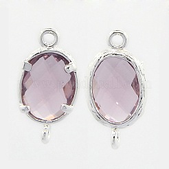 Соединители звеньев стеклянной латуни с покрытием из серебра без никеля&nbsp;LS-GLAA-J050-03S-NF