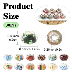 30 шт. европейские бусины из смолы с большим отверстием OPDL-YW0001-07