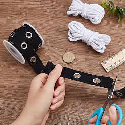 5 ярд хлопчатобумажных лент с платиновыми железными люверсами и хлопковой нитью SRIB-OC0001-05D