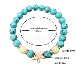 Braccialetti di stirata del turchese sintetico&nbsp;PW-WGE38D1-02