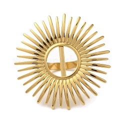 Ионное покрытие(ip) 304 нержавеющая сталь подсолнечник открытые манжеты кольца для женщин&nbsp;RJEW-Z053-01G