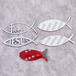 3 スタイル 合金製 粘着式 車用ステッカー  宗教 イエス 魚  プラチナ  39~44x79~100x1.3~4mm&nbsp;DIY-FH0007-02