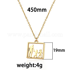 母の日 304ステンレススチール ファミリーシルエットペンダントネックレス（女性用）  18KGP本金メッキ  17.72インチ（45cm）&nbsp;RN1397-1