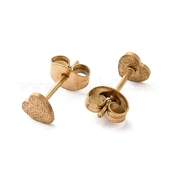 イオンプレーティング（IP）304ステンレススチールハートスタッドピアス（女性用）  ゴールドカラー  5x5mm  ピン：0.8mm&nbsp;EJEW-K243-02G
