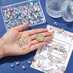 100色UVメッキ透明アクリルビーズ5個  虹色の  ハート  ミックスカラー  9x11.5x7mm  穴：1.4mm  20個/カラー&nbsp;MACR-YW0004-89