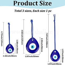 3 pendentif œil maléfique bleu en verre et fil de verre&nbsp;HJEW-GF0001-76