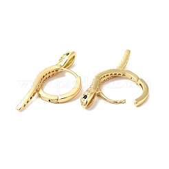 Серьги-кольца со змеей из зеленого кубического циркония EJEW-G312-07G