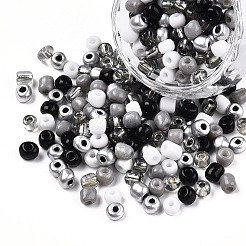 Непрозрачные и прозрачные внутренние цвета 6/0 стеклянный бисер&nbsp;SEED-F004-4mm-01