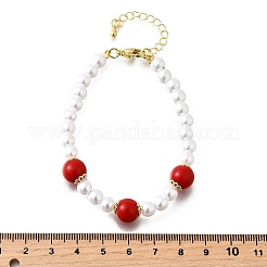 Браслеты из искусственного жемчуга с латунным АБС-пластиком для женщин BJEW-D317-02G