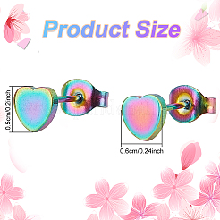 8 шт. 4-х цветные серьги-гвоздики в форме железного сердца для женщин&nbsp;EJEW-AN0002-86