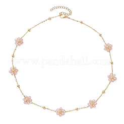 Колье из цветочных стеклянных бусин NJEW-JN04937