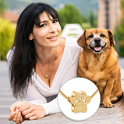 Ожерелье из урны с прахом и отпечатком лапы&nbsp;NJEW-WH0024-01G