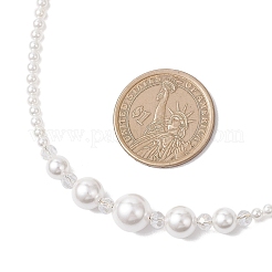 Ожерелья из круглых ракушечных жемчужин и гальванизированного стекла с градуированными бусинами&nbsp;NJEW-JN05747