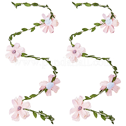 Brazaletes de poliéster con flores y alambre de hierro para la parte superior del brazo para mujer&nbsp;AJEW-GF0014-08A