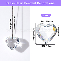 2 шт. стеклянная подвеска в форме сердца&nbsp;AJEW-BBC0002-30B