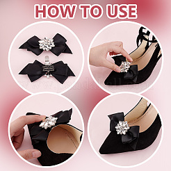 2 пара 2-х цветных украшений для обуви из полиэстера с бантами AJEW-PH0011-51