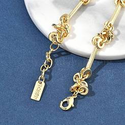 Браслеты из латунных дисков и бусин в виде палочек для женщин.&nbsp;BJEW-G781-01G