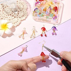 40шт 8 цвета стеклянные подвески&nbsp;PALLOY-CJ00167