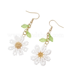 Ohrringe mit Blumenanhänger aus Edelstahl 304 und Glasperlen&nbsp;EJEW-MZ00739