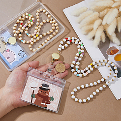 2 шт. 2-х цветная деревянная выдвижная катушка для значков с цепями&nbsp;HJEW-FH00205